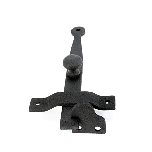 Renovators Supply Manufacturing Door Latch 6 in. Black Cast Iron Gate Latch/Barn Door Latch Lock with Knob Lever and Mounting Hardware - color: Black 6", size: Pack of 1