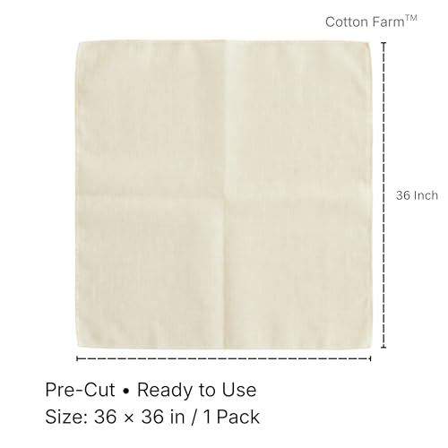 Cotton Farm Grade 100 XL Cheese Cloth for Straining & Cooking; 36x36 Inch; 100% Unbleached Cotton Cheesecloth; Reusable with Finished Edges, Butter Muslin - size: 36 x 36 inch / 1 piece