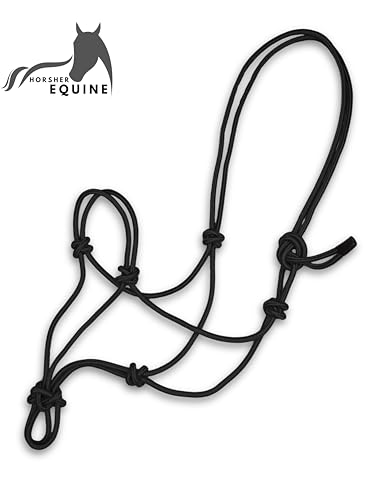 Premium Rope Halter for Horses, Durable Hand-Tied Adjustable Nylon Horse Headcollar with Knots for Trail Riding, Lightweight & Strong Equestrian Western Tack