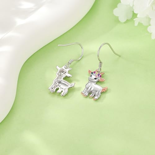 Goat Earrings 925 Sterling Silver Sheep Earrings Goat Jewelry Gifts for Women Mom Wife