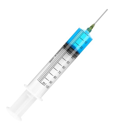 3 Pack 100ml Syringes with 14G 1.0'' Blunt Tip Needles and Storage Caps(Luer Lock), Plastic Reusable Syringe for Glue Applicator, Oil Dispensing Multiple Uses… - style: 100 ml