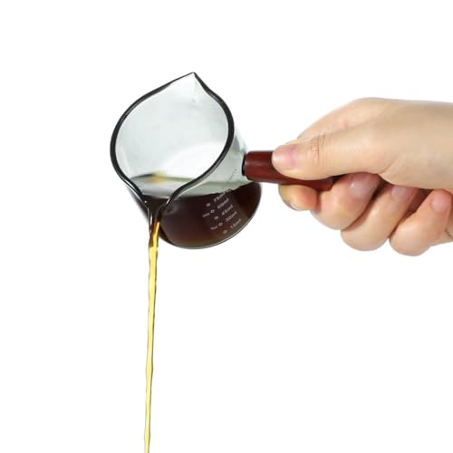 Espresso Glass Measuring Cups 3-Ounce/100ML Double Spout Glass Measuring Cup Espresso Shot Glasses with V-Shaped Mouth Milk Frothing Pitcher Cappuccino Cup Accessories - size: black/3.4oz