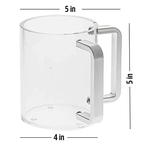 Lucite Hand Washing Cup, Dual Handle Wash Cup, Jewish Ritual Clear Negel Vasser (Silver, 1) - color: Silver