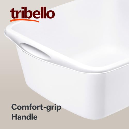 Tribello Plastic Wash Tub Dishpan Basin and Foot Bath for Soaking Feet, Laundry Hand Wash Bucket, Dish Pans for Washing and Storage Cleaning Supplies - 12 Quarts - Heavy Duty - Made in USA (White) - color: White