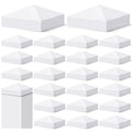 VIVIDA 5 Inch Vinyl Fence Post Caps, White PVC Fence Post Caps, 24 Pack | Actual 5" x 5", Pyramid PVC Post Caps, Waterproof Plastic Deck Top Cover, For Vinyl Fence, Lamp, Deck, Mailbox - size: 5" x 5" (24 PCS)