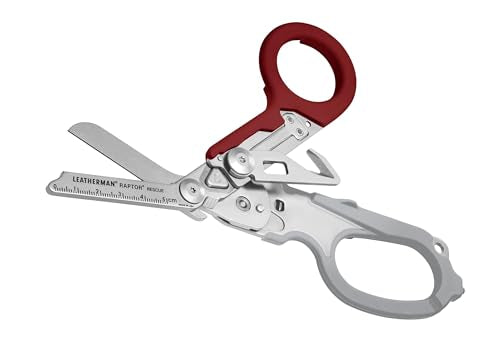 LEATHERMAN, Raptor Rescue, 6-in-1 Heavy-Duty Emergency/Trauma Shears with Carbide Glass Breaker & Strap Cutter, Made in the USA, Garnet - color: Garnet
