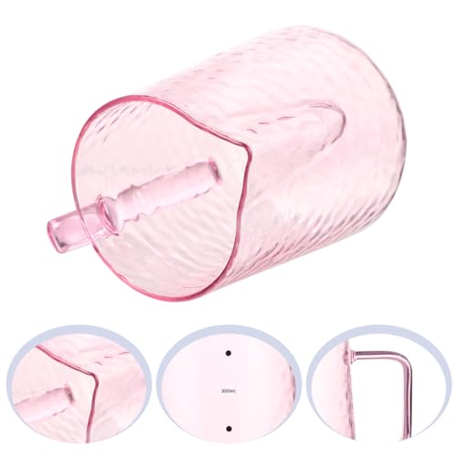 Toyvian Glass Milk Jug with Pink Scale, 500ml Heat-Resistant Borosilicate Coffee Pitcher Graduated Milk Frothing Cup with Spout Portable Glass Coffee Server for Espresso Latte Art Home Brewing
