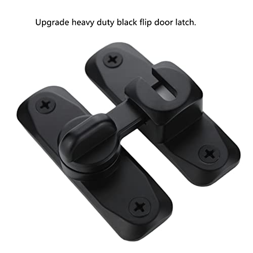 Flip Door Latch Black 180 Degree Heavy Duty Bar Gate Latches Safety Door Lock, Bold Thickened Anti-Rust Update Design (90-180Filp Door Latch)