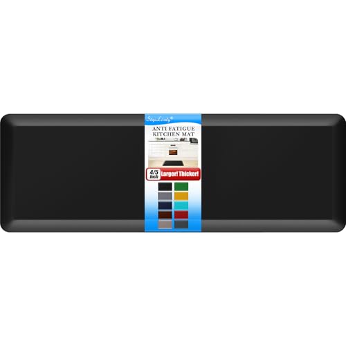 4/5 Inch Thick Kitchen Mat - Cushioned Anti Fatigue Mat for Kitchen Floor | Easy to Clean, Water Resistant, Non-Slip Thicker Rug, Standing Desk Mat for Sink, Office, Kitchen (24''x70'', Black) - color: Black, size: 70"L x 24"W x 0.8"Th