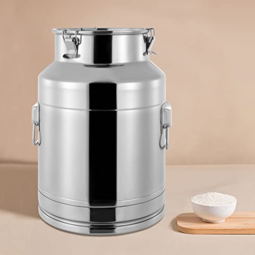 304 Stainless Steel Milk Can, 28 Liter Seamless Milk Jug Wine Pail Bucket 7.39 Gallon Anti-Leak Liquid Storage Container Milk Pail with Sealed Lid Heavy Duty for Milk and Wine (28L) - size: 28L