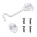 Eco-Fused 4-inch Heavy Duty Hook and Eye Latch - 1x Barn Door Lock (White), 4X Mounting Screws - Powder Coated Stainless Steel Hooks for Door, Windows, Sheds, Fences, Gates, Closets, Cabinets - color: 1 set: 4 inch - White