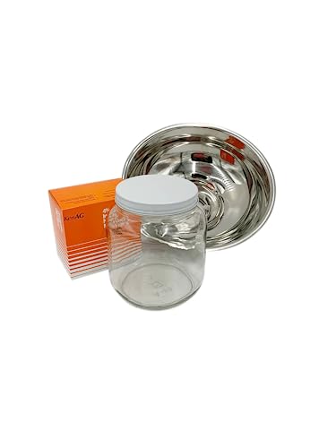 SS Strainers (Medium Strainer with Glass Jar Combo, Half Gallon Jar Combo) - color: Half Gallon Jar Combo, size: Medium