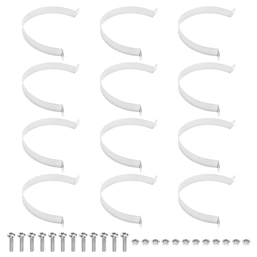 M METERXITY 12-Pack 3-1/8" Brace Bands Chain Link Fence Parts | Galvanized Steel Chain Link Brace Band with Bolts and Nuts for Fence, Gate, Posts, Rust-Resistant - size: 3-1/8"