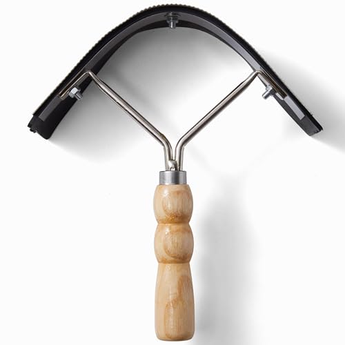 Metal Sweat Scraper for Horses, 2-in-1 Grooming Tool | Curved Metal Curry Comb With Rubber Edge And Wood Handle, For Horses, Cattle, Barns, Stables And Equestrian Grooming