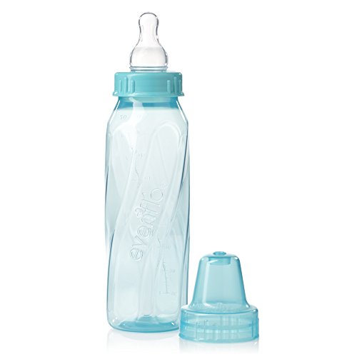Evenflo Feeding Classic Tinted Plastic Standard Neck Bottles for Baby, Infant and Newborn - Teal/Green/Blue, 8 Ounce (Pack of 12) - color: Transparent
