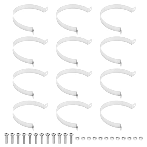 M METERXITY 12-Pack 2-3/4" Brace Bands Chain Link Fence Parts | Galvanized Steel Chain Link Brace Band with Bolts and Nuts for Fence, Gate, Posts, Rust-Resistant [Silver] - size: 2-3/4"