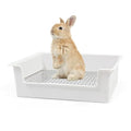 Litter Box Rabbit, Bunny Potty Pan, 1cm Steel Grate with Tray | 39 x 29 x 12 cm box with 1 cm steel mesh keeps paws above waste; removable tray lifts out for quick daily cleaning - color: White