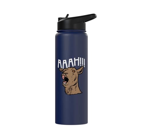Goat Aaah Bleating Scream Animal Lover Farmer Men Women Kids Stainless Steel Insulated Water Bottle - color: Navy Blue