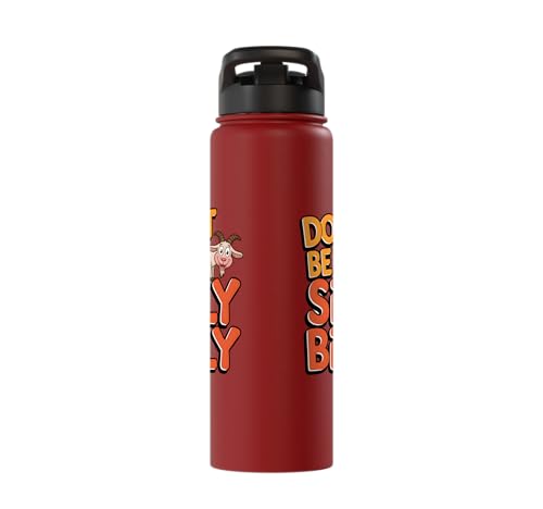 Funny Goat Kid Sheep Lamb Animal Joke Stainless Steel Insulated Water Bottle - color: Red