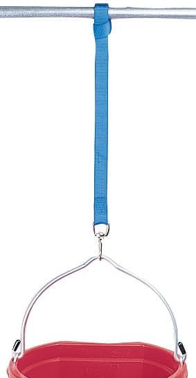 Jeffers Livestock Nylon Bucket Strap 24" – Heavy Duty Trigger Snap Hook for Hanging Water Buckets, Feeders, Hay Bags – Easy Use Fence Rail Loop for Barn, Horse, Goat, Dog, Stable, Tack - Red