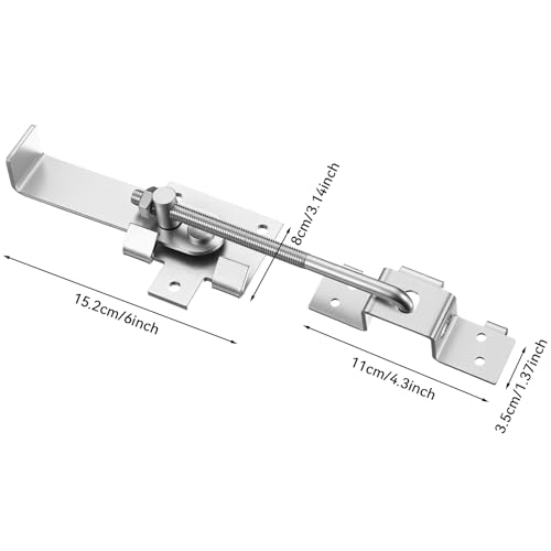 2 Pcs Barn Door Jamb Latch with Hook 7" Sliding Door Latch for Barn and Bi-Parting Doors (Silver)