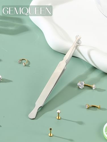 GEMQUEEN Piercing Ball Grabber Tool, 14-20G Taper for Changing Jewelry | Surgical Steel Flat Back Earrings Threader Tool Insertion Pin, Body Piercing Kit for Ear Rook Conch Nose Lip Jewelry Removal - style: Piercing Clamp