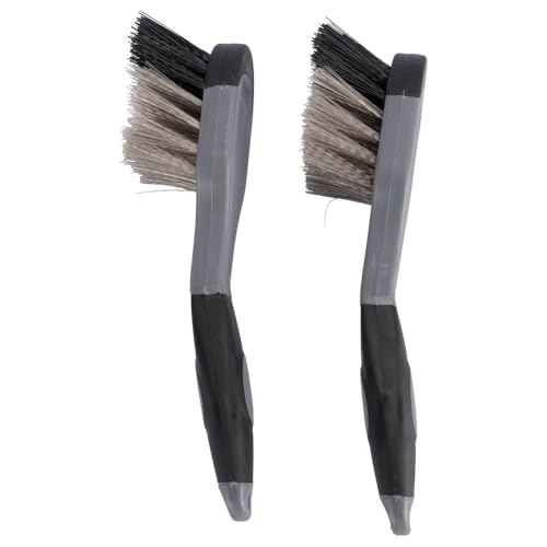 Schneiders Bucket and Trough Scrub Brush - 2 Pack | Durable Synthetic Bristles | Comfortable Silicone Grip | Ideal for Horse Water Buckets & Feed Troughs | Color Black/Gray