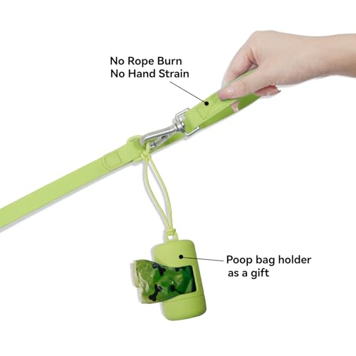 Waterproof Dog Leash with Poop Bag Holder, 5FT/6FT Adjustable Length with 2 Swivel Hooks, Odor-Free & Easy-Clean Dog Lead for Large Medium Small Dogs - color: Lime Green, size: 6FT - 3/4inch Width