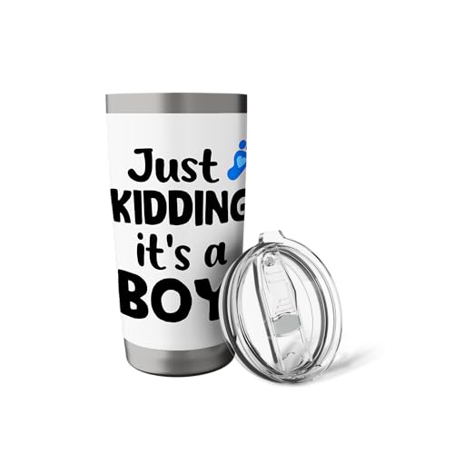 Just Kidding It's a Boy Pink Gender Reveal Party Supplies Stainless Steel Insulated Tumbler