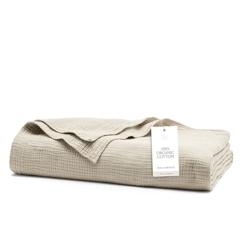 BOLL & BRANCH Dream Bed Blanket, Twin/Twin XL, Sand | Luxury 100% Organic Cotton - Soft, Lightweight and Breathable - Cloud-Like Touch - color: Sand, size: Twin/Twin XL