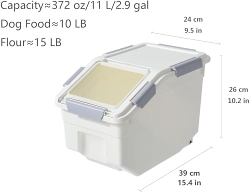 LISM 2 Pack Dog Food Storage Container with Scoop,Large Airtight Pet Dog Food Bin,Container for Dog Treats Rice,Dog Cat Dry Food Bin,Baking Supplies,Flour,Rice,Kitchen Pantry Cereal(10 LB)