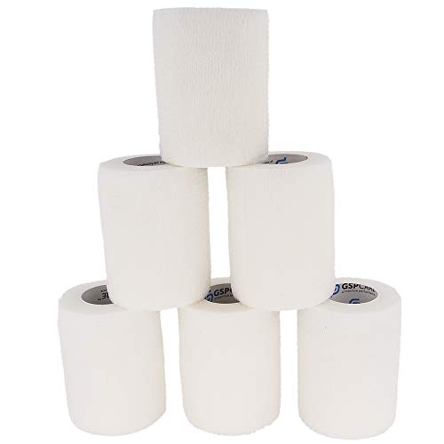 Self Adhesive Wrap Cohesive Wrap Bandages 6 Count 3" x 5 Yards, Medical Tape, Adhesive Flexible Breathable First Aid Non Woven Rolls, Stretch Athletic, Ankle Sprains & Swelling, Sports - color: White, size: 6 Count (Pack of 1)