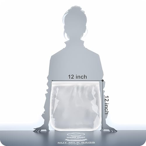 Large Nut Milk Bag - 12x12 Inches, 200 Micron Food Grade Nylon Mesh, Reusable Professional Strainer for Smooth Nut & Seed Milks, Juicing, Yogurt/Cheese/Tofu (1 Pack)