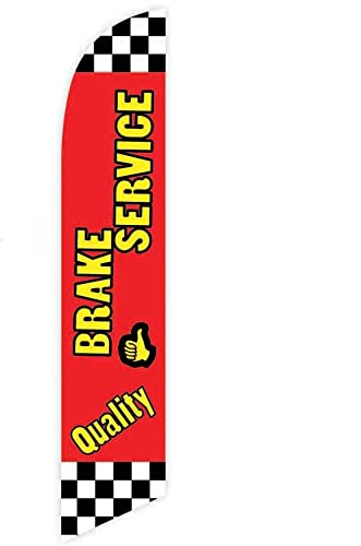 GLOBAL ADVERTISING SOLUTIONS Auto Repair Feather Flag Eye Catching Banner Sign for Business and Marketing Complete Set with 15 ft Pole Kit and Ground Spike (Brake Service) - style: Brake Service