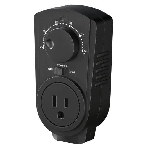 EconoHome Adjustable Thermostat - Universal Plugin Heating & Cooling Thermostat - Compatible with Most EconoHome Wall Mount Space Heaters - color: Black, size: Dial Control