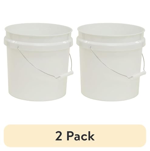 (2 Pack) 2 Gallon Plastic Utility Bucket with Comfort Handle – Heavy Duty Round Pail for Cleaning, Gardening, Household Storage – BPA-Free, White