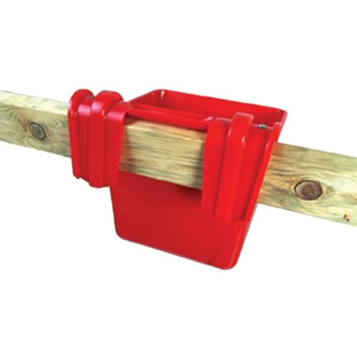 Little Giant® Plastic Hook Over Feeder | Mountable Livestock & Pet Feed Bucket | Horse Feed Bucket | Made in USA | 15 Quarts | Red - color: Red, size: 15 Quart