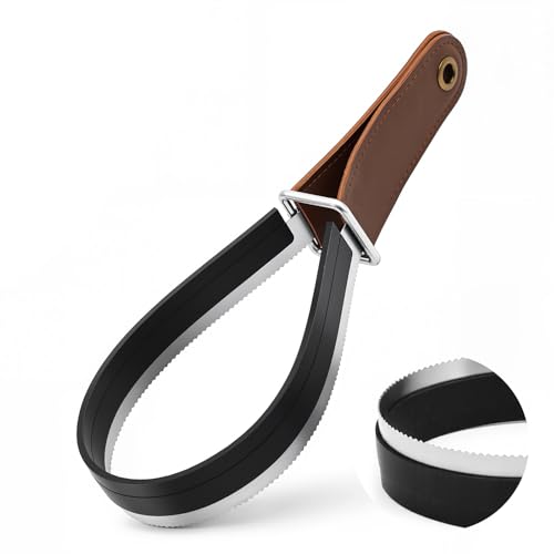2 in 1 Horse Shedder Scraper with Rubber Edge Stainless Steel Horse Sweat Scraper Metal Dual Sided Equine Deshedding Blade, Grooming Curry Comb Tool for Cat Dog Removing Loose Hair Sweat