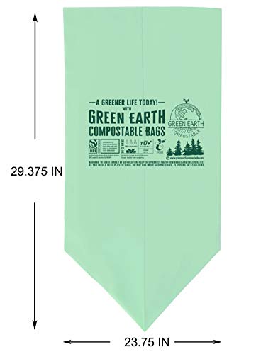 Green Earth Compostable Tall Kitchen Food Scrap Trash Bags, Compost Bin Compatible, 13 Gallon, 49 Liter, 200-Count, Superior Strength 0.9 Mil, ASTM D6400, BPI (US) & OK Compost Home (EU) Certified - size: 200 Count (Pack of 1), style: 13 Gallon
