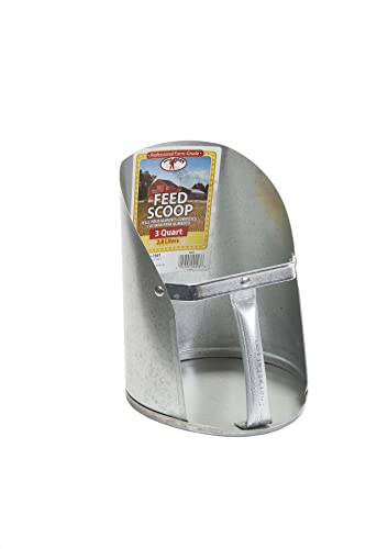 Little Giant® Galvanized Feed Scoop for Livestock | Heavy Duty Stackable Feed Scoop with Enclosed Handle (3 Quart, 1, Count)