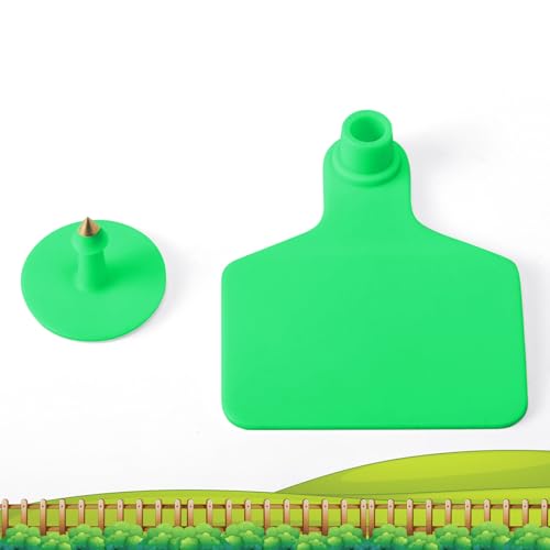 Lothee 100 Pcs Blank Cattle Ear Tags Large Plastic Precision Animal Identification Blank Livestock Ear Tags for Cattle Cow Horse Dog Pig Goat Sheep Farm Management (Green) - color: Green
