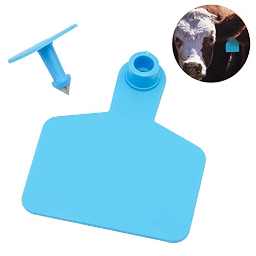 100 Pieces Blank Cattle Ear Tag with Applicator for Pig Cattle Cow Dog | TPU Livestock Ear Tag Kits Animal Identification with Ear Tag Applicator (Blue) - color: Blue
