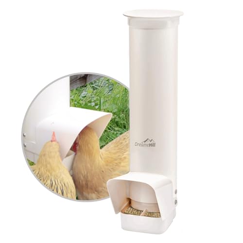 Automatic Chicken Feeder, 7lb Large PVC No Waste Chicken Feeder | Weatherproof Poultry Feeder with Solid Construction & Rain Cover, Easy Install & Clean, Ideal for 4-6 Chickens