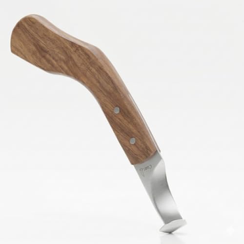 Farrier Tool - Japanese Stainless steel Double Edge Sharp Hoof Knife - Smooth Wooden Handle made of Premium Materials for Right Hand