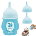 Pet Feeder Bottle Kitten Bottle Anti Choking Design(Blue,20 ml) | Animal Feeding Bottles Kitten Bottles for Nursing for Newborn Kittens Puppies Small Animals with 2 Pcs Replacement Nipple - color: blue