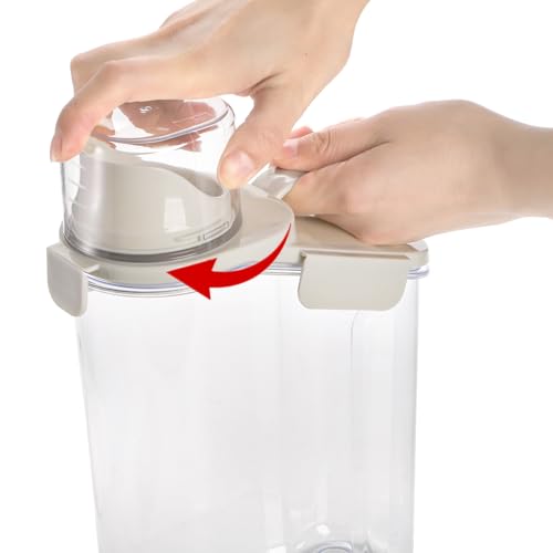 DEAYOU 2 Pack Bird Seed Storage Container, 3 Qt/2.8 L Airtight Cereal Storage Bin with Pour Spout and Measuring Cup, BPA Free Plastic Water Pitcher with Handle for Rice, Grain, Flour, Pet Food