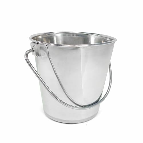 Half Gallon Stainless Steel Bucket - Flat-Side Metal Bucket 2 Quart | Rust-resistant & Durable Bucket For Food Prep Cleaning Feeding & Watering Pets & Livestock - For Crates Kennel Cages & Fences - size: 2 Quart