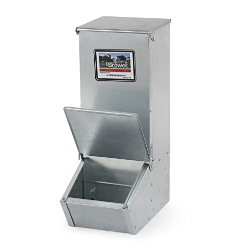 Brower 11H Single Door Automatic Easy Hog Feeder for Supplemental Feeding, 4 Week Old Piglets to Adult Sows, Farm Accessory, 1.5 Bushel or 50 Pounds