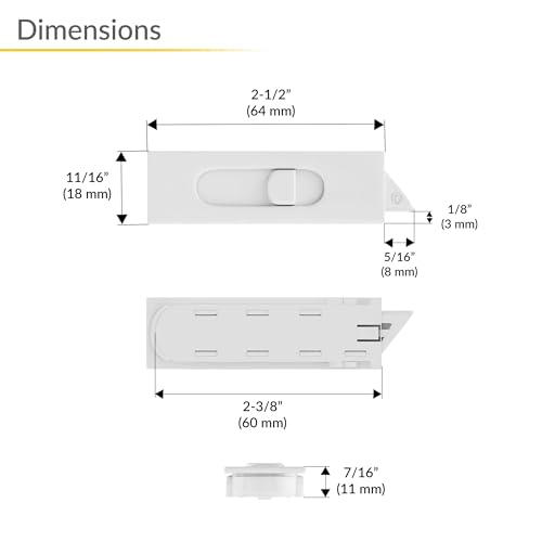 Brixwell Snap-in Tilt Latch Pair, Left and Right-Hand Set, Plastic, White Finish, 2-1/2" Body Length, 2-3/8" Back Cutout, 11/16" Body Width, 7/16" Latch Height, Replacement Window Sash Hardware - size: 2-1/2", style: Compact