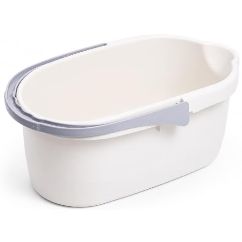 Haundry Compact Mop Bucket with Handle, Rectangular Cleaning Bucket and Caddy for Cleaning Supplies, 10L, White - color: White